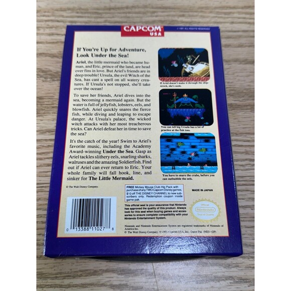 Disney's The Little Mermaid (Nintendo NES, 1991) CIB Tested - Picture 2 of 8